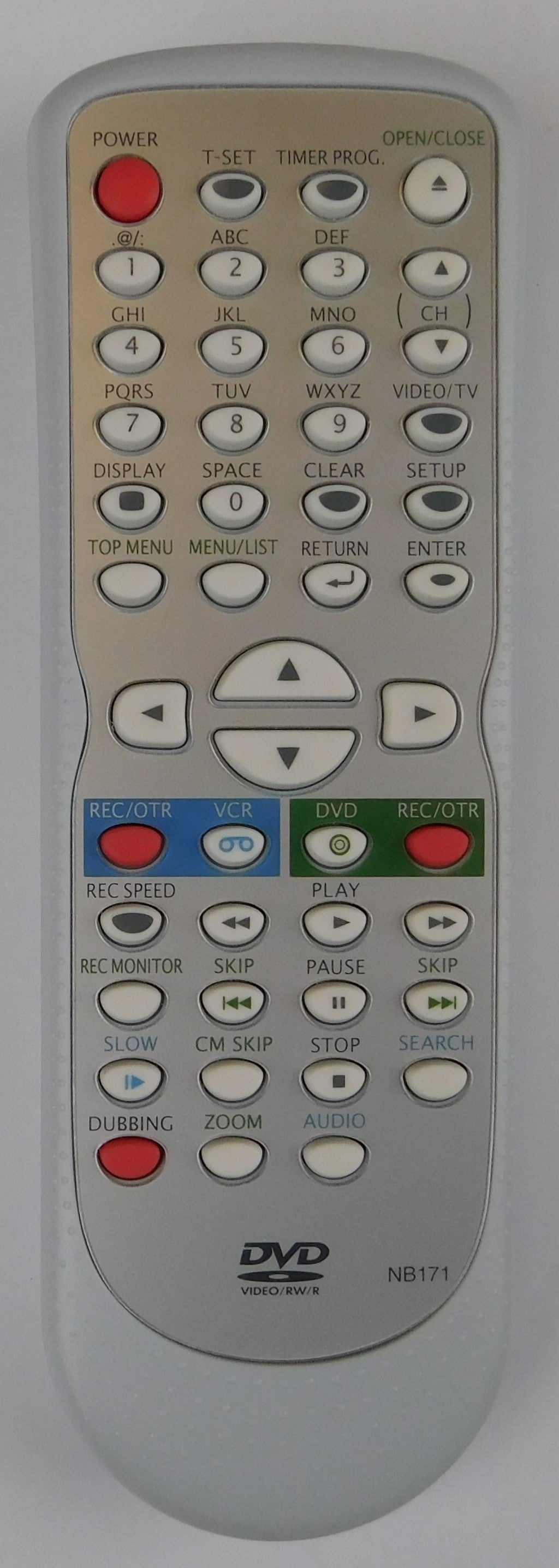 OEM replacement remote control for Emerson, Sylvania, Symphonic DVD & VCR Recorders NB171UD