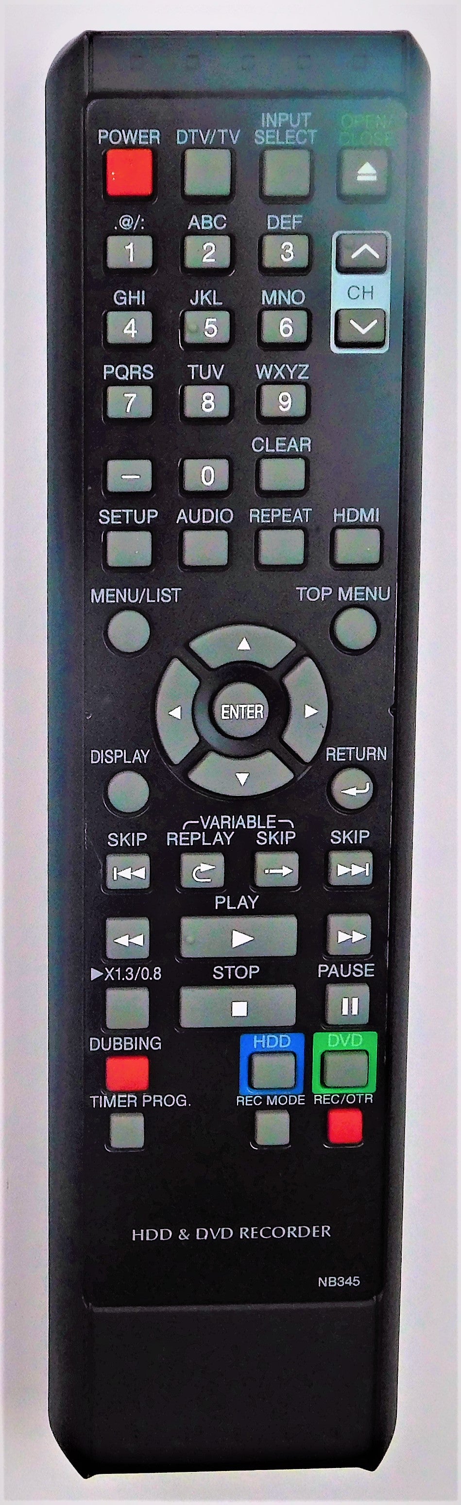 OEM replacement remote control for Sylvania HDD & DVD Recorders NB345UD