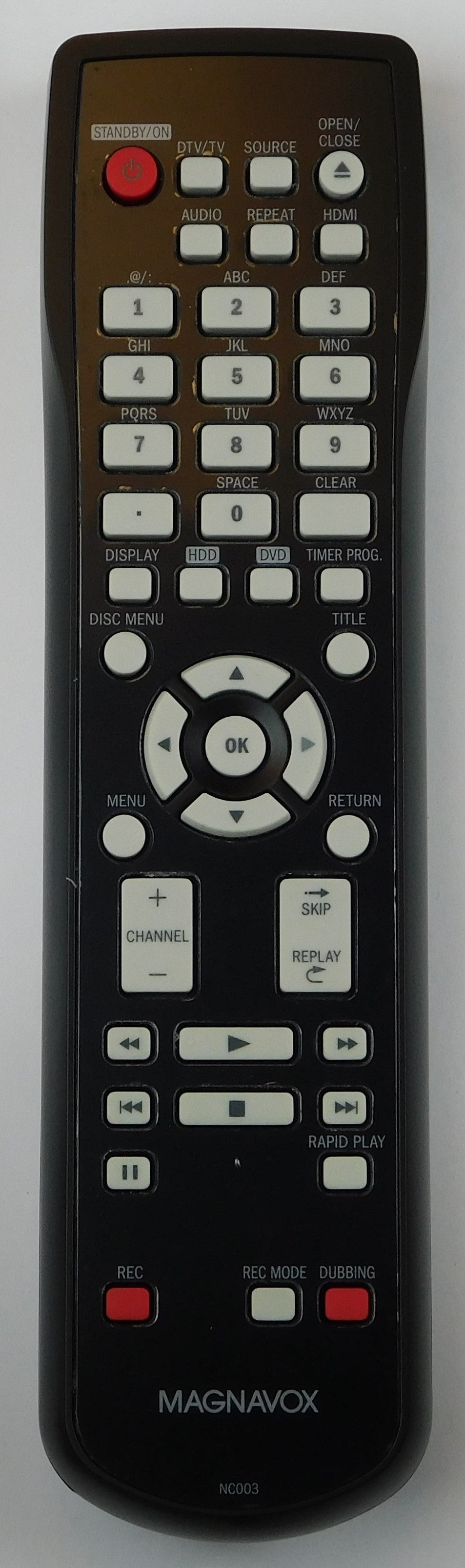 OEM replacement remote control for Magnavox HDD & DVD recorder NC003UD
