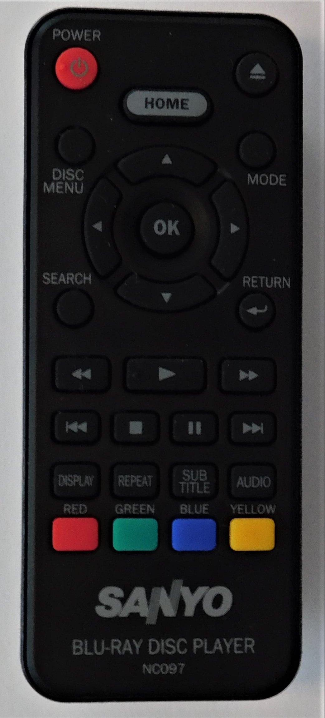 OEM replacement remote control for Sanyo Blu-ray players NC097UL