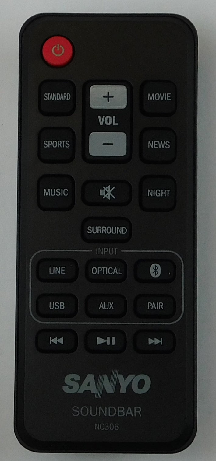 Remote Control NC306UH NC306 Replacement For SANYO FWSB426F Sound Bar