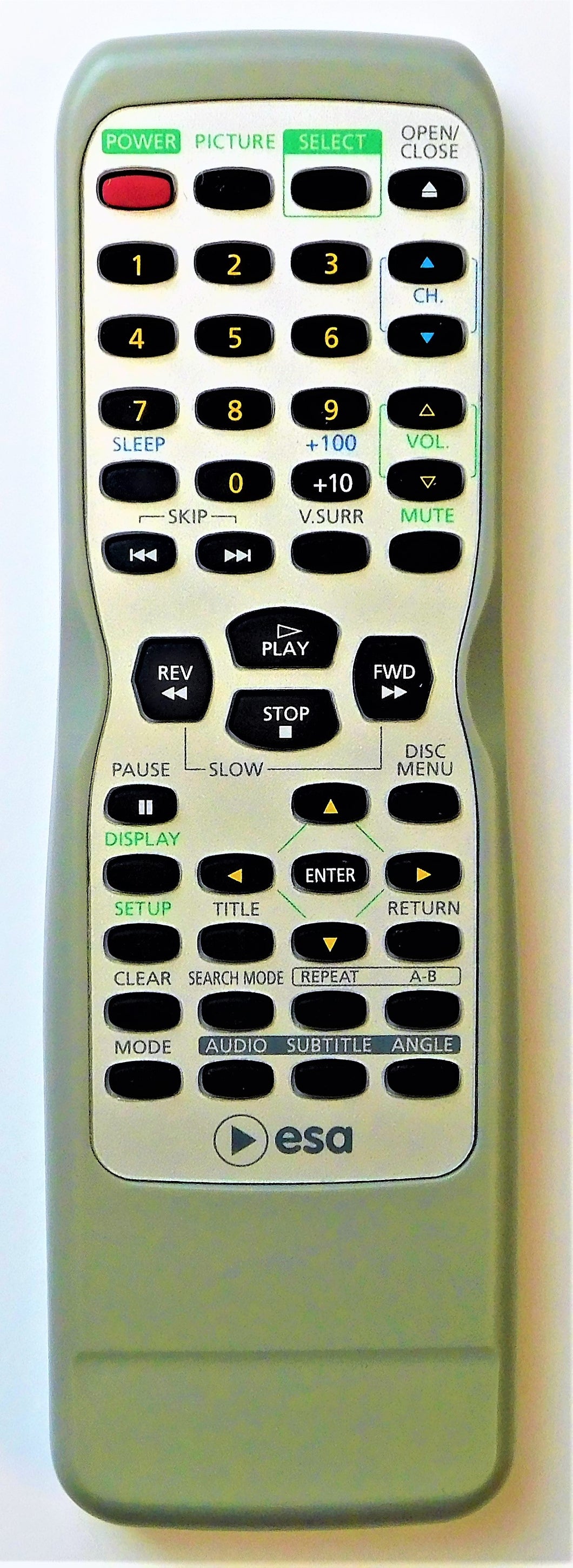 OEM replacement remote control for ESA, Sylvania CRT TV & DVD COMBOs NE229UD