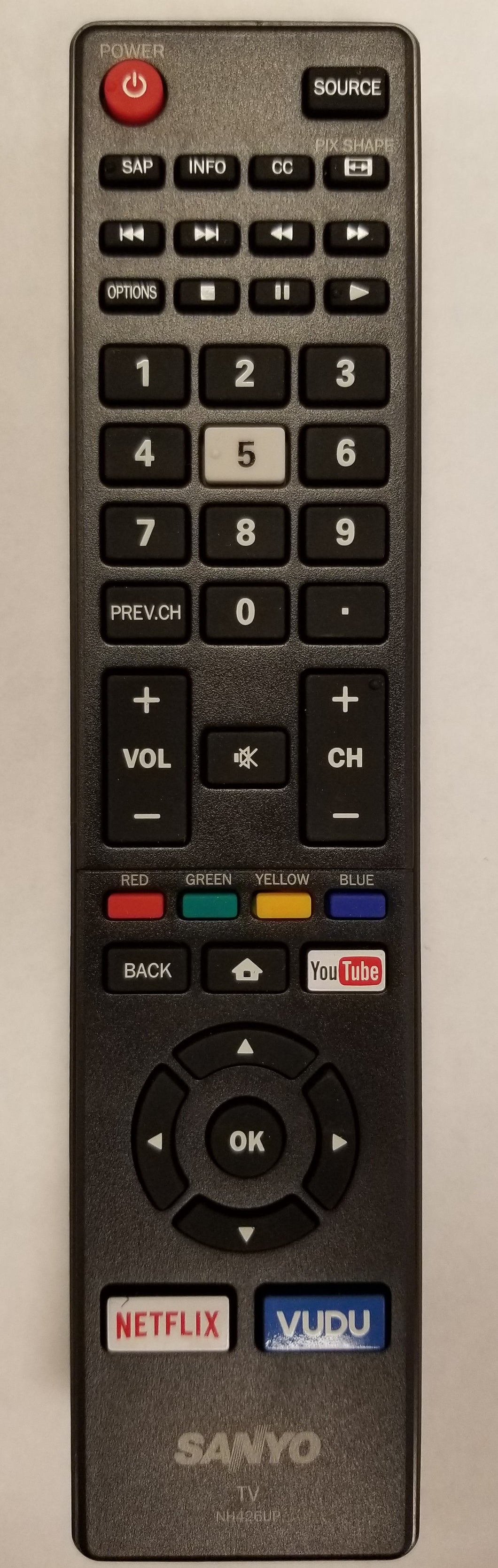 OEM replacement remote control for Sanyo LED/LCD TV NH426UP