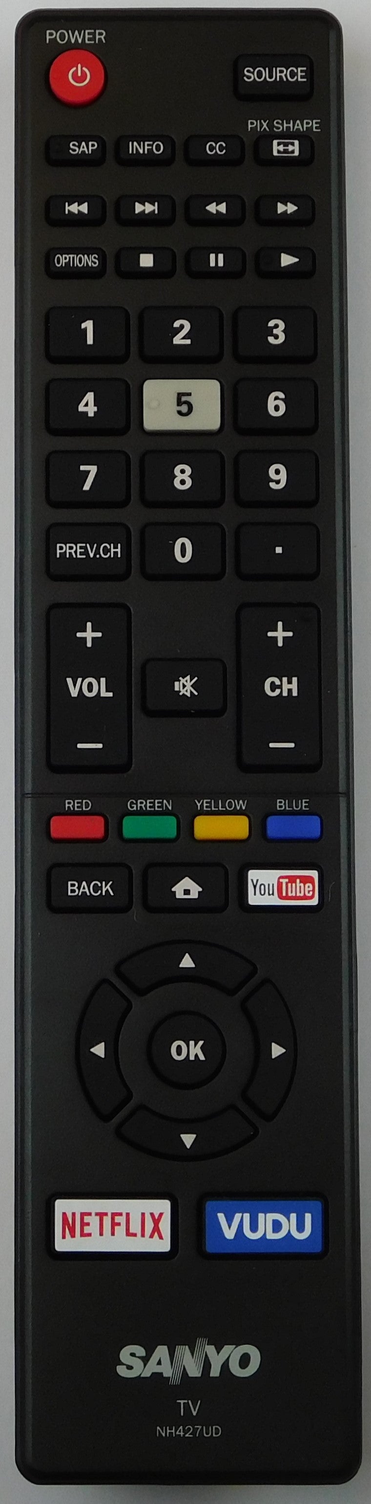 OEM replacement remote control for Sanyo LED/LCD TV NH427UD