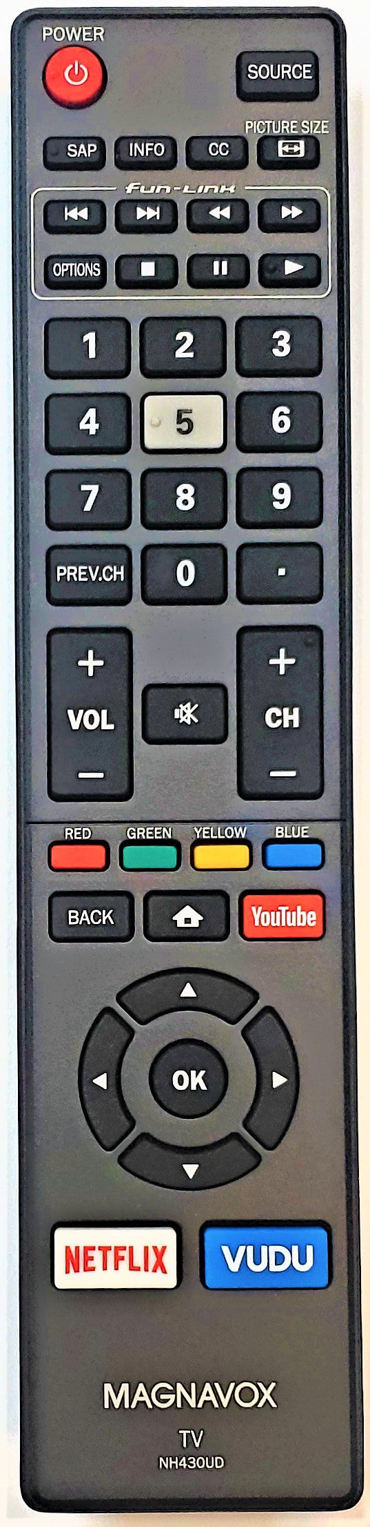 Original OEM replacement remote control for Magnavox LED/LCD TVs NH430UD