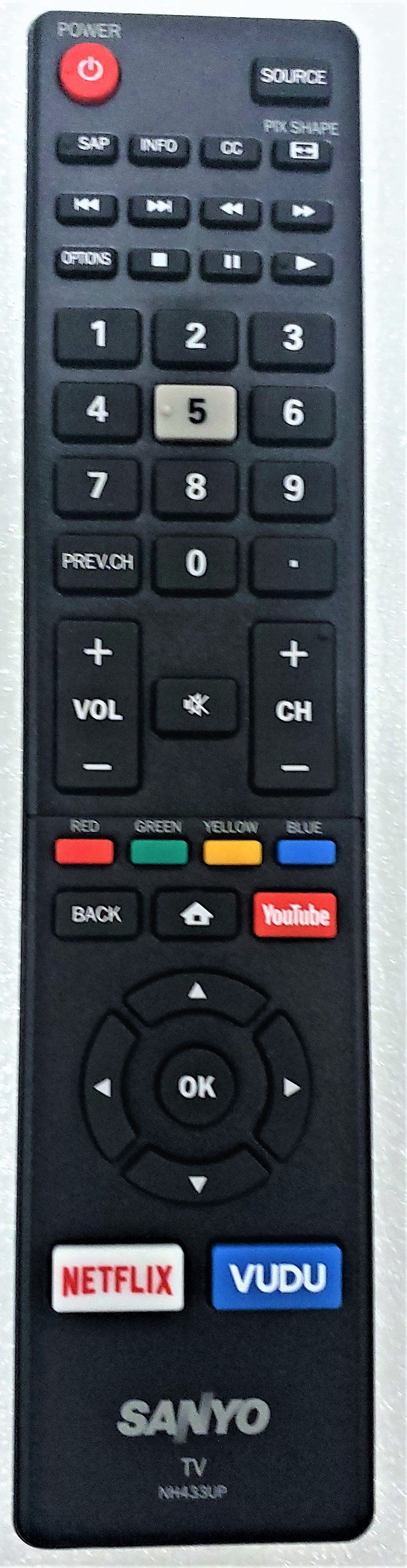 OEM replacement remote control for Sanyo LED/LCD TV NH433UP