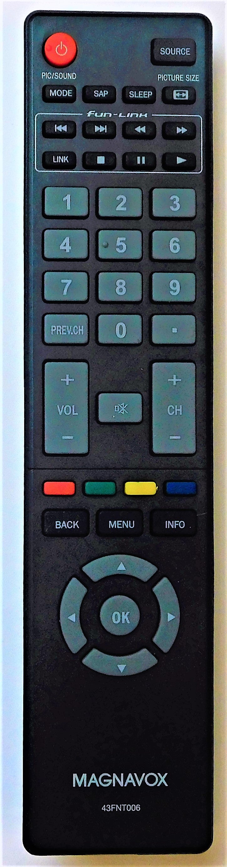 Original OEM replacement remote control for Magnavox LED/LCD TVs URMT43FNT006