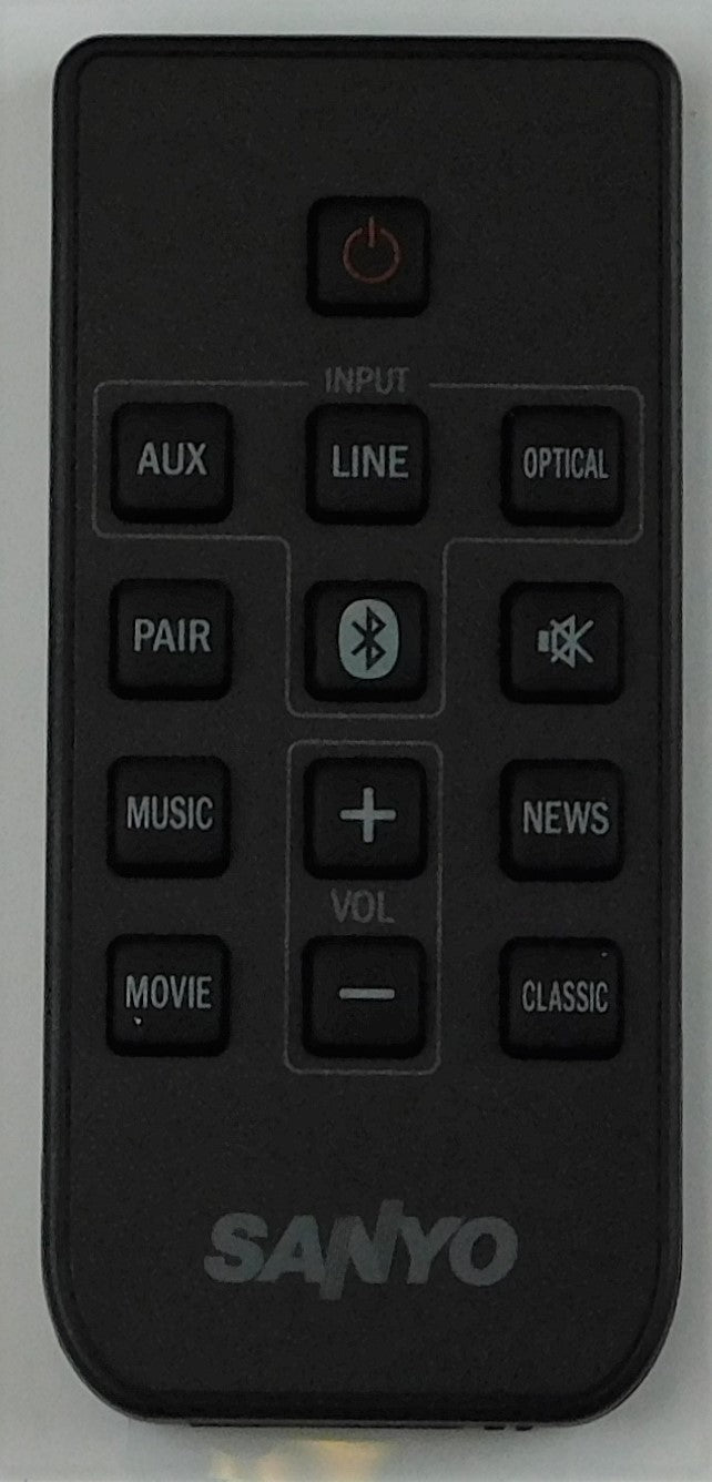 OEM replacement remote control for Sanyo Sound Bar WIR113001-FA03