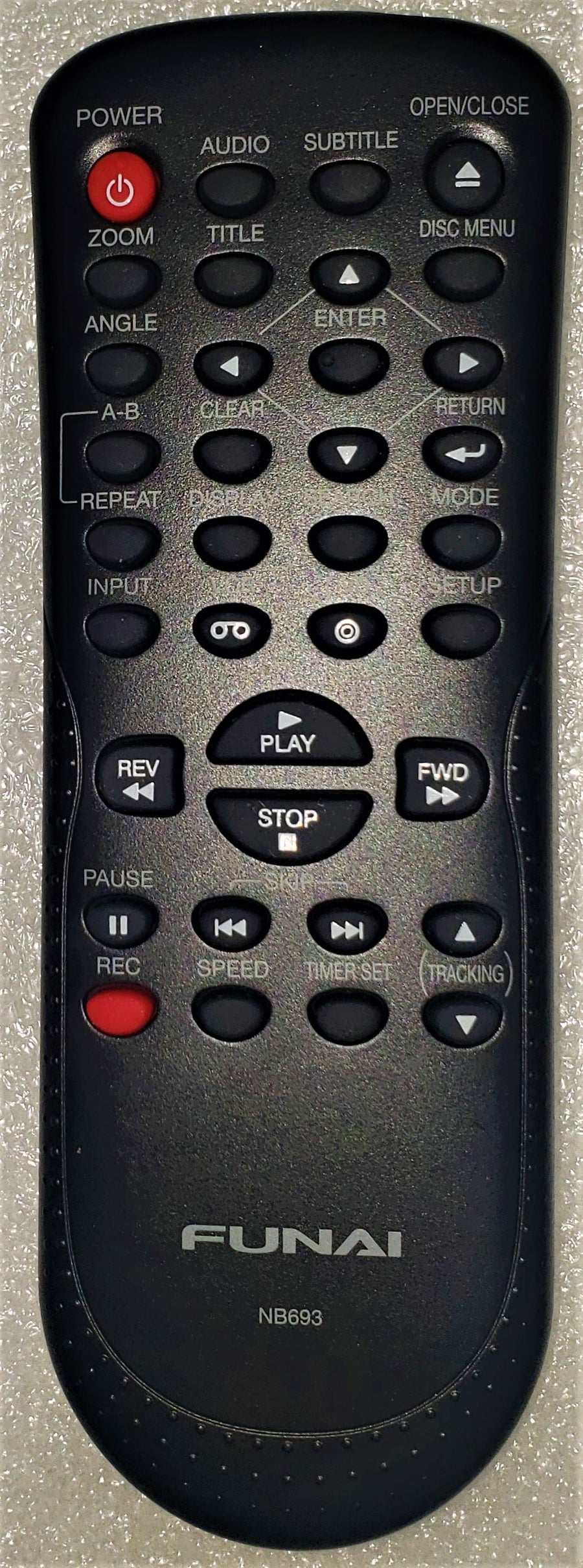 OEM replacement remote control for Funai, Sanyo DVD & VCR COMBOs NB693